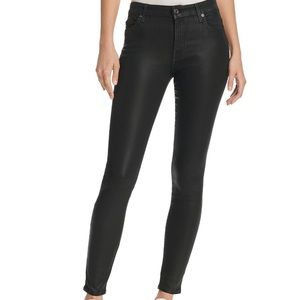 7 for all mankind wax /coated midrise skinny jeans
